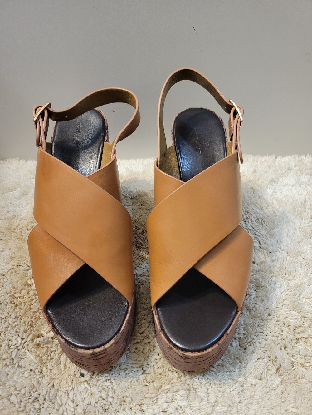Tony Bianco Vogue Tan Como Wedged Sandals Size 10